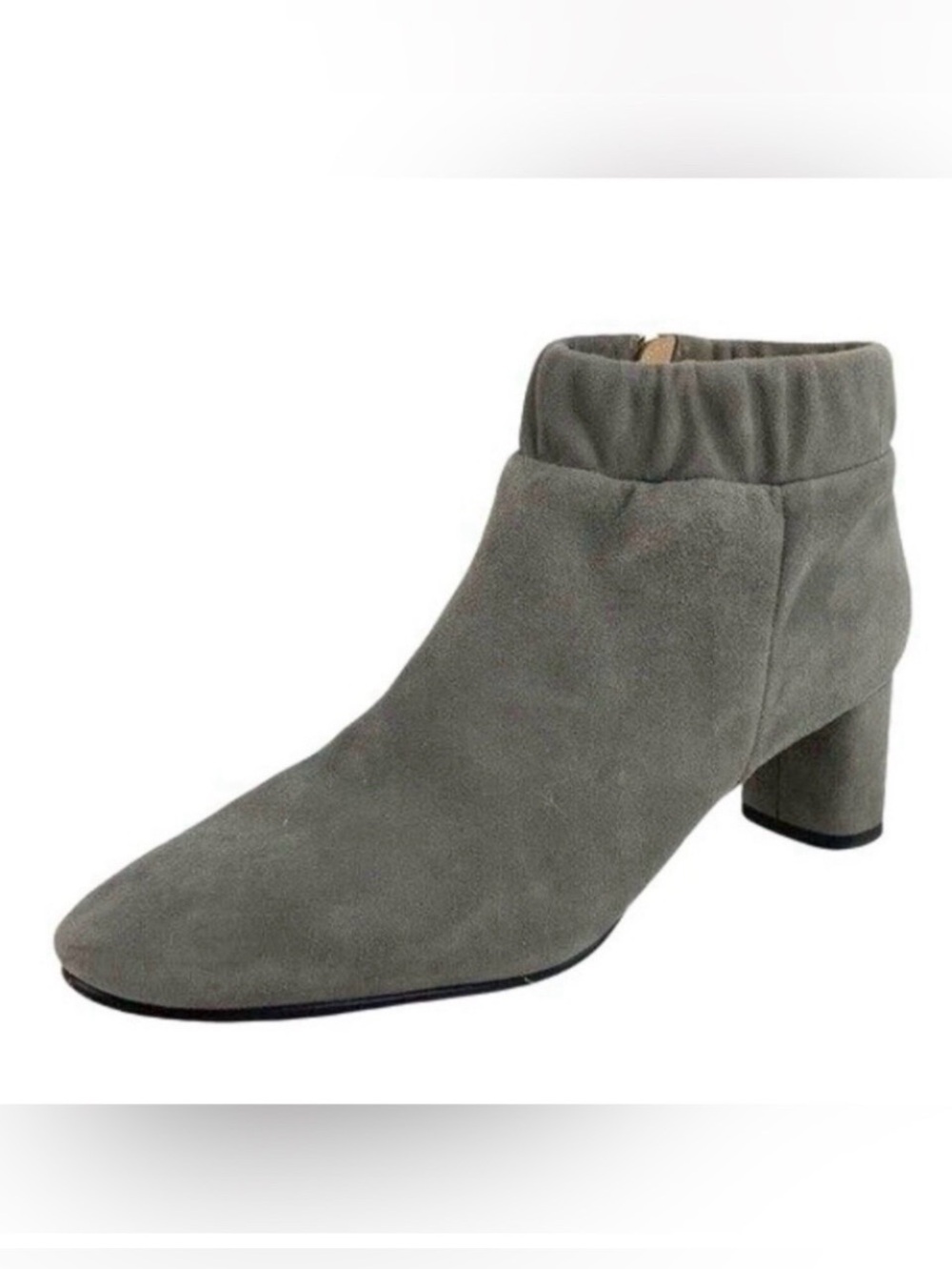 CLARKS Grey Suede Ankle Booties Column Heel Elastic Cuff 9